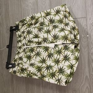 Women's Palm Trees Print Linen Drawstring Shorts Size Medium